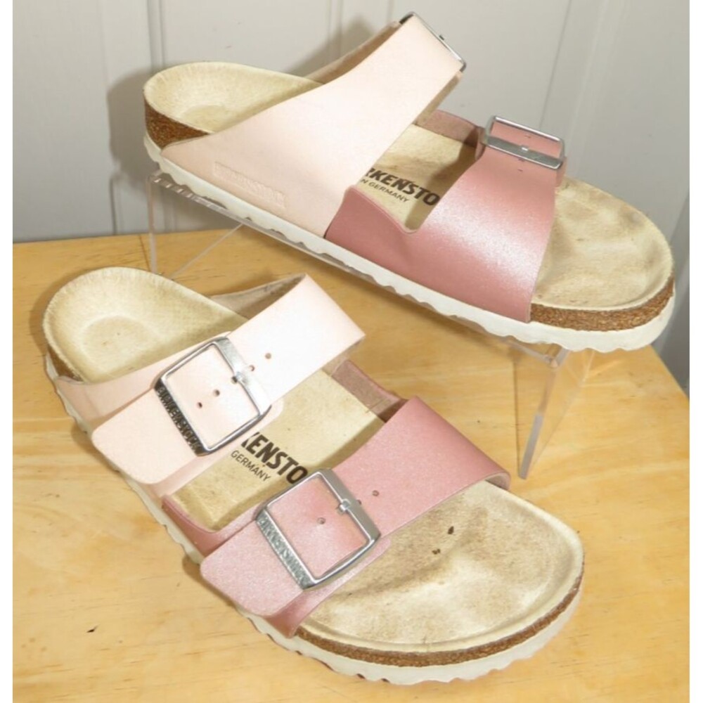 Birkenstock Women's Arizona Two Tone Pink Calia Slide Sandals EU 39/US 8
